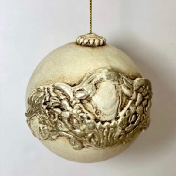 EMBELLISHED Ball Angel Paper Mache Christmas Tree Ornament, Holiday Decor Guft - Picture 4 of 6